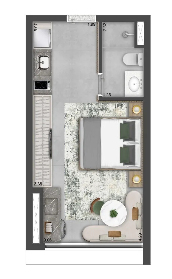 Planta do The Collection Vila Clementino em Vila Clementino — 1 dormitório – 25 m² Studio