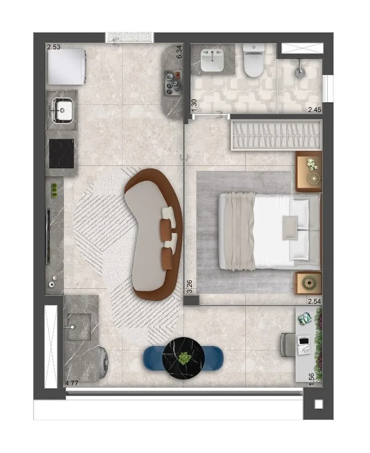 Planta do The Collection Vila Clementino em Vila Clementino — 1 dormitório – 36 m²