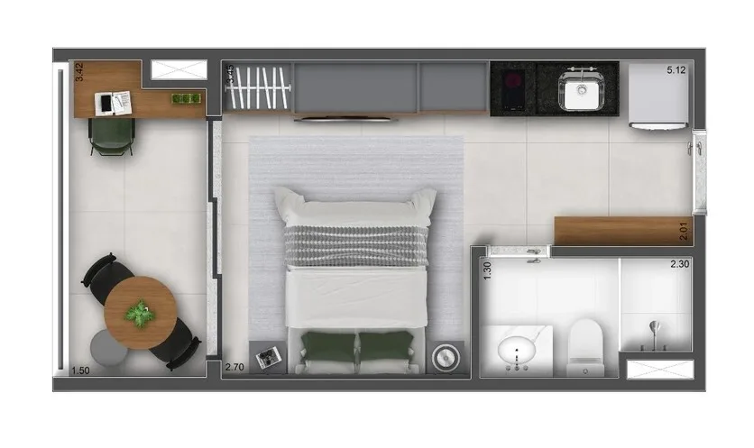 Planta do The Collection Vila Mariana em Vila Mariana — studio de 25 m²