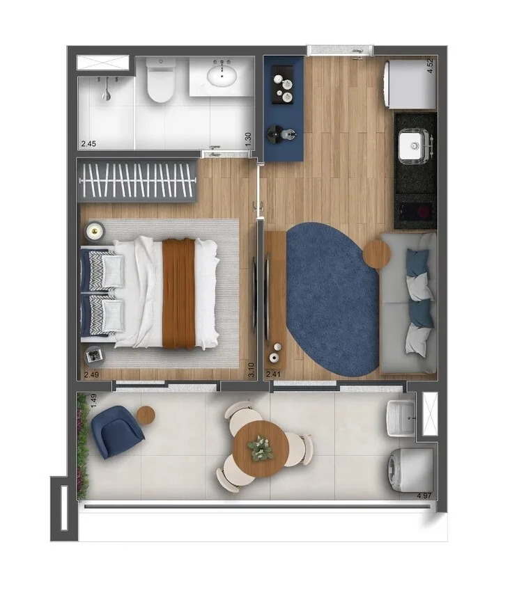 Planta do The Collection Vila Mariana em Vila Mariana — 1 dormitório, 33 m²