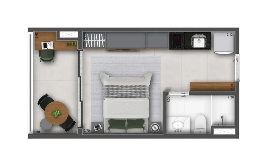 Planta do The Collection Vila Mariana em Vila Mariana — 1 dormitório – 26 m² Studio