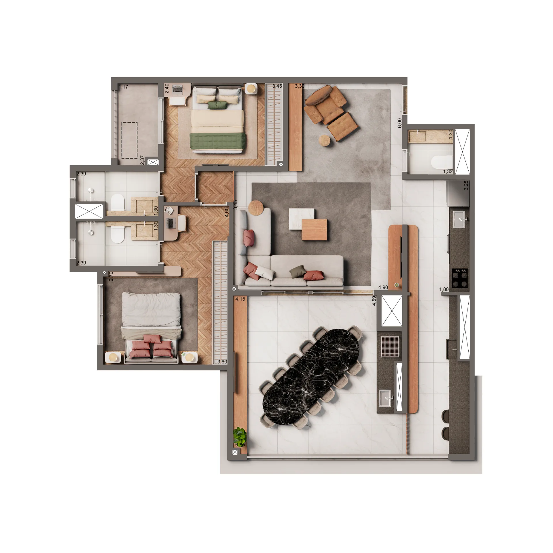 Planta do The Edition by Living Vila Mariana em Vila Mariana — 3 dormitórios, 106 m²