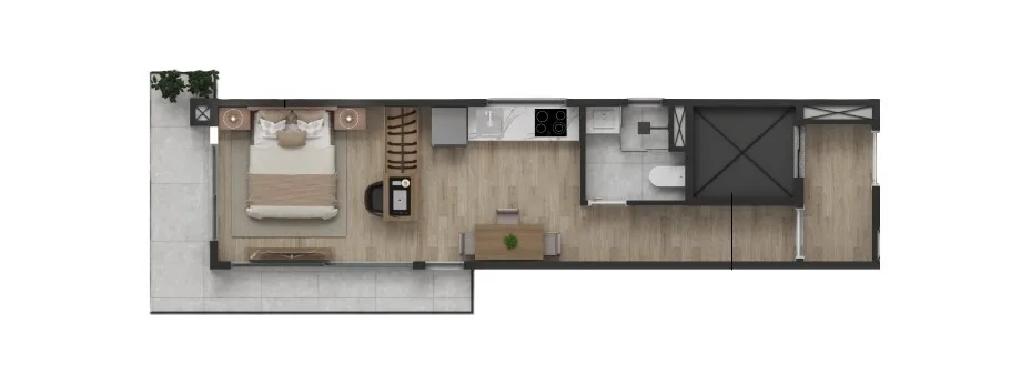 Planta do The Loft Paulo Spenciere em Consolação — studio de 41,91 m²