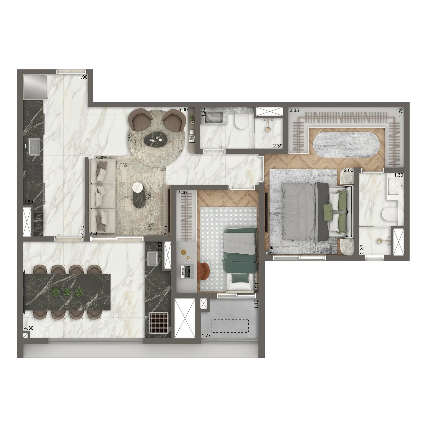 Planta do The New Residence Brooklin by Living em Brooklin — 2 dormitórios, 69 m²