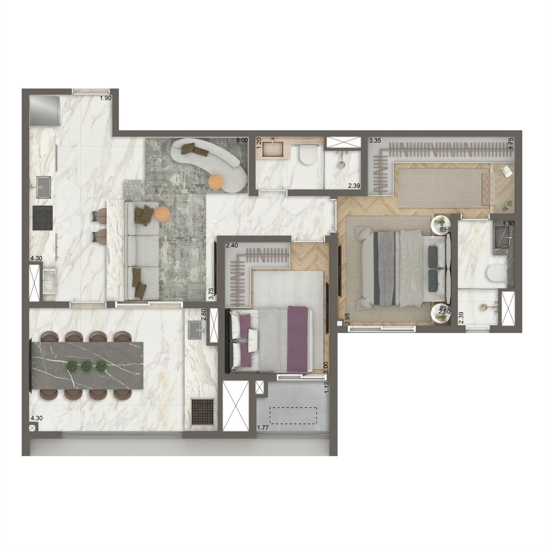 Planta do The New Residence Brooklin by Living em Brooklin — 2 dormitórios, 69 m²