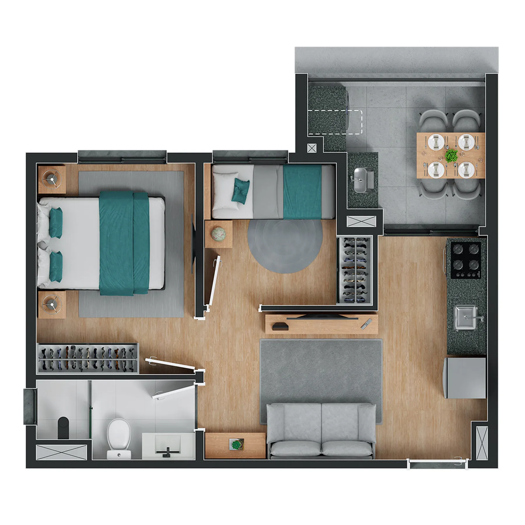 Planta do The One Jardim São Paulo em Jardim São Paulo — 2 dormitórios, 37 m² (opção)