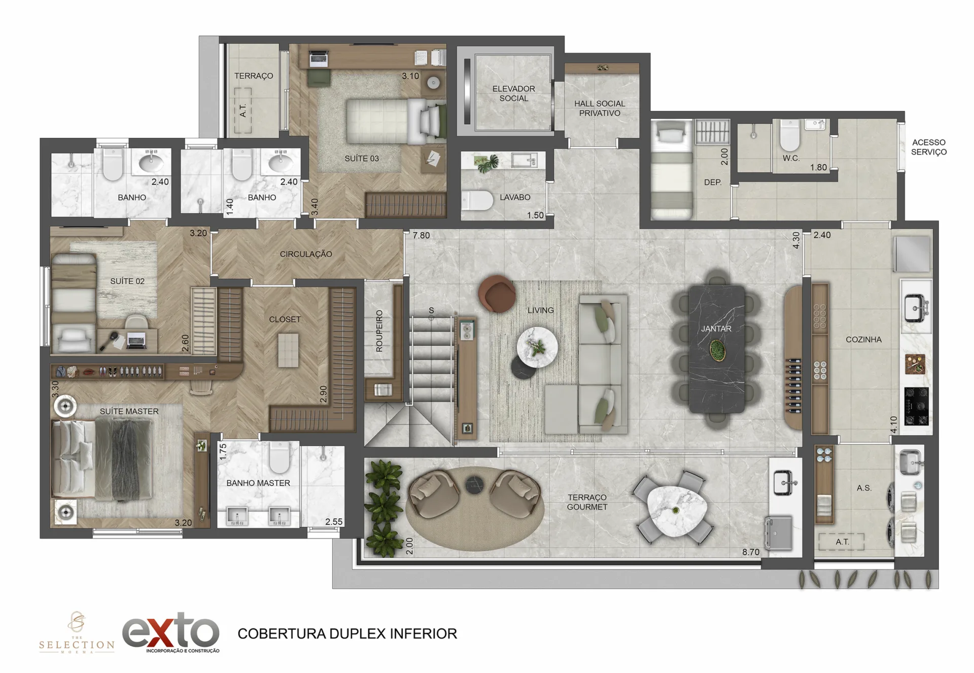 Planta do The Selection Moema em Moema — 4 dormitórios – 340 m² Cobertura