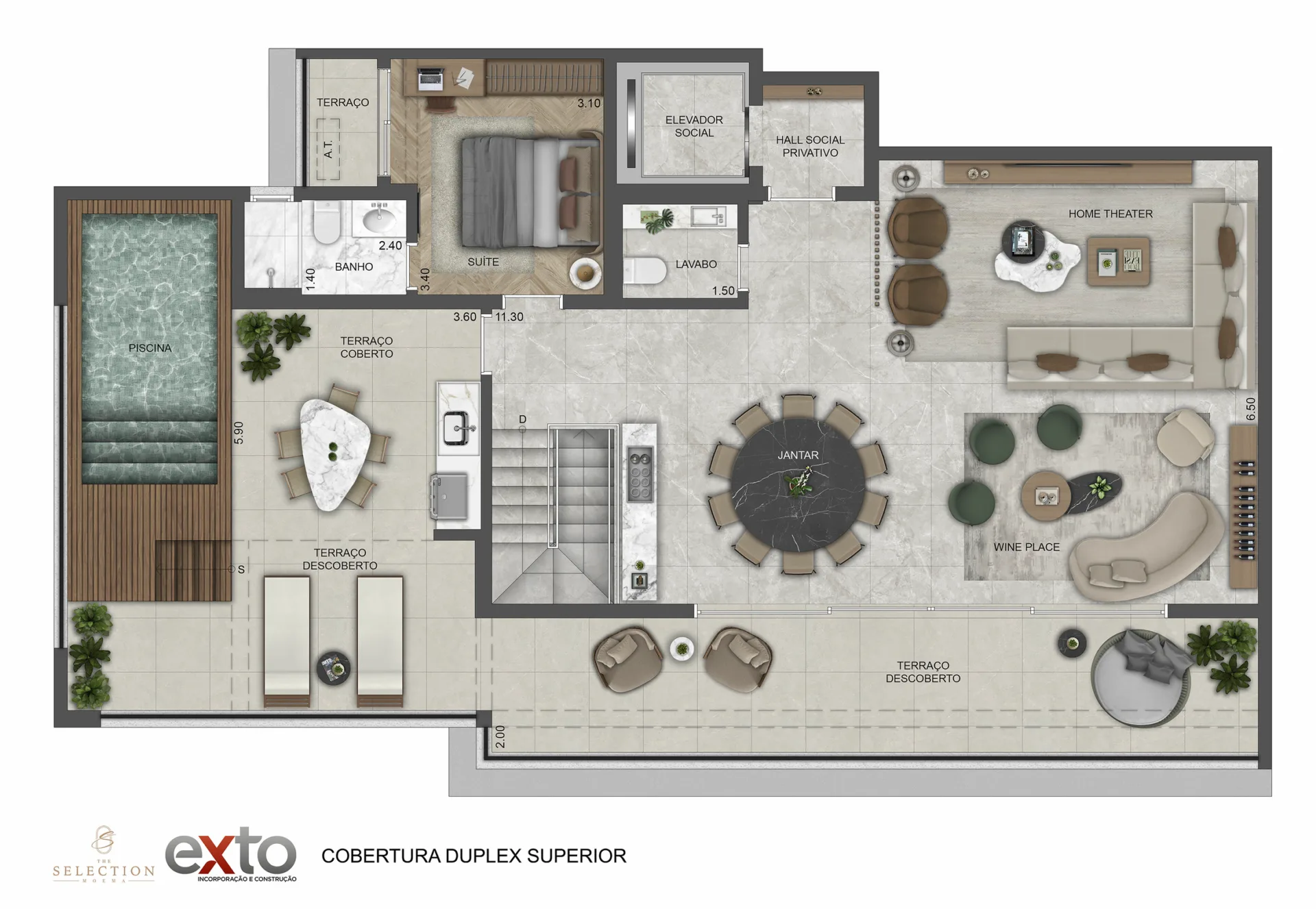 Planta do The Selection Moema em Moema — 4 dormitórios – 340 m² Cobertura