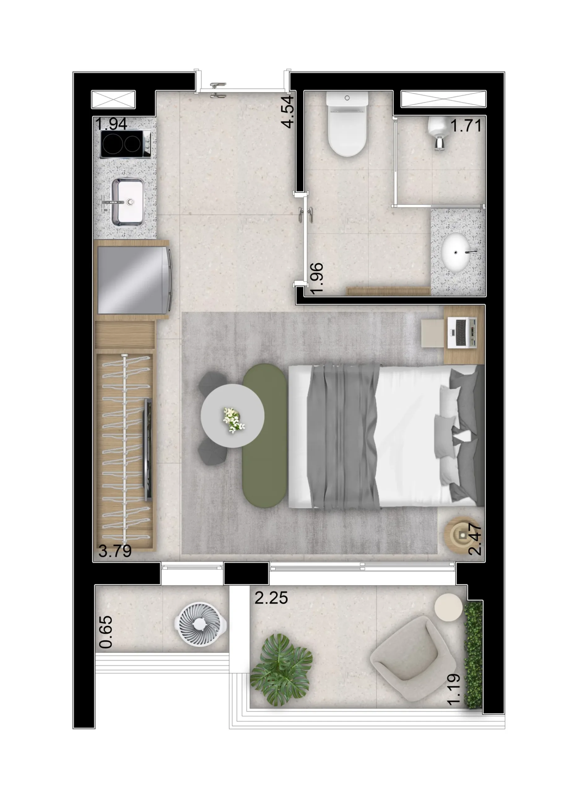 Planta do THINK Home Perdizes em Perdizes — 1 dormitório – 20 m² Studio