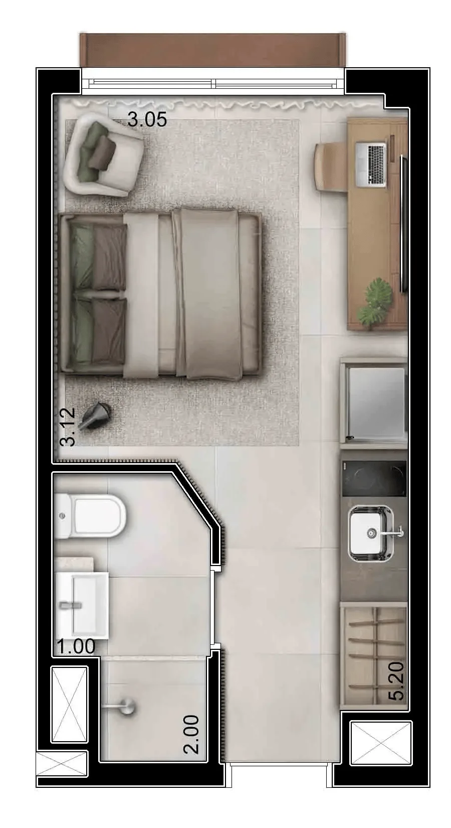 Planta do Tièl Vila Nova Conceição em Vila Nova Conceição — studio de 19 m²