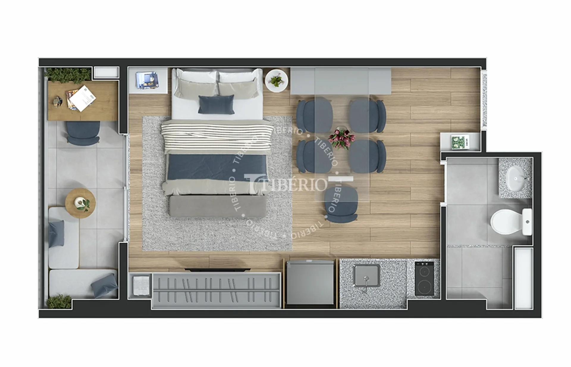 Planta do Top Mooca em Mooca — 1 dormitório – 27,26 m² Studio