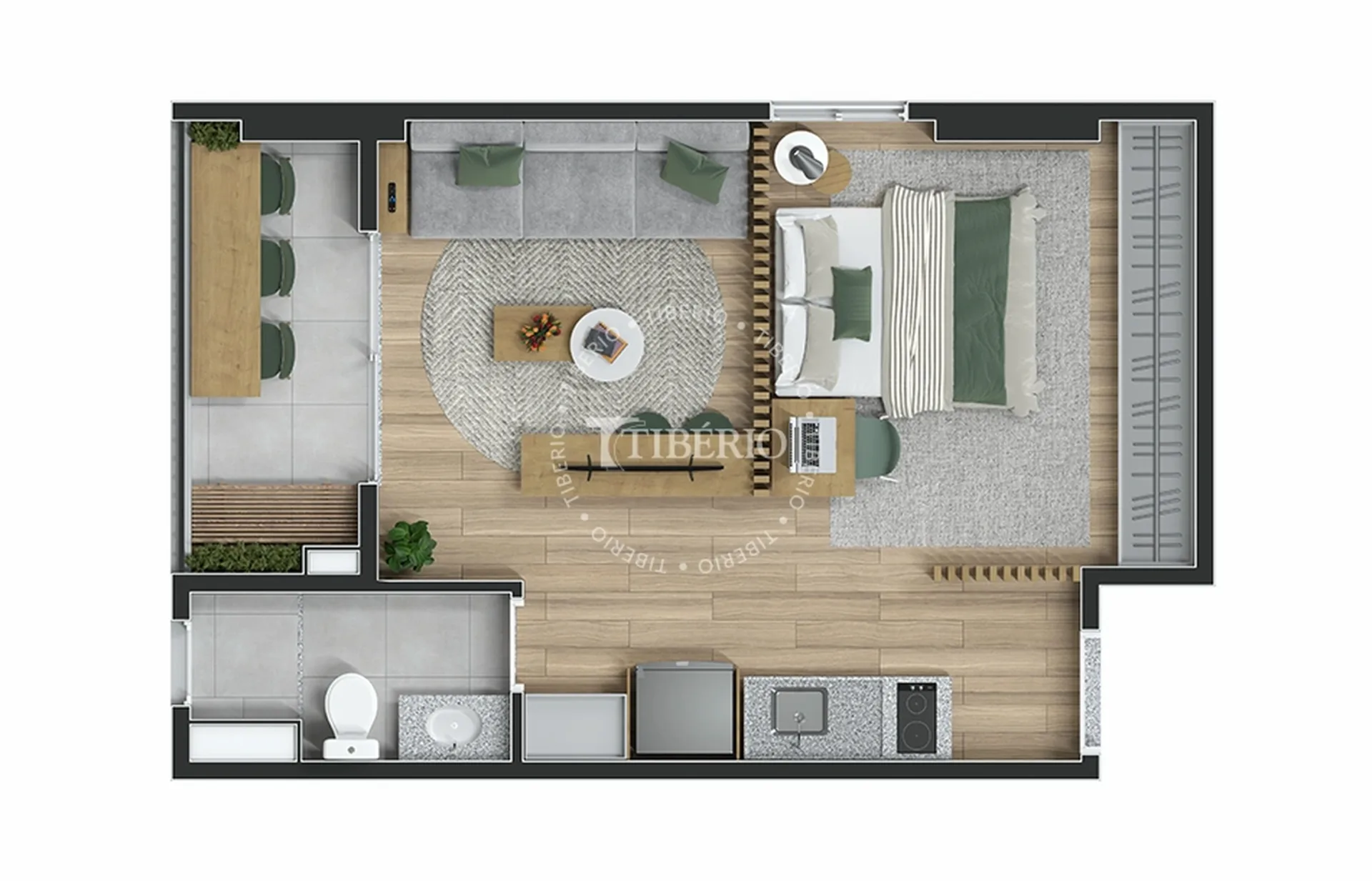 Planta do Top Mooca em Mooca — 1 dormitório – 34,71 m² Studio