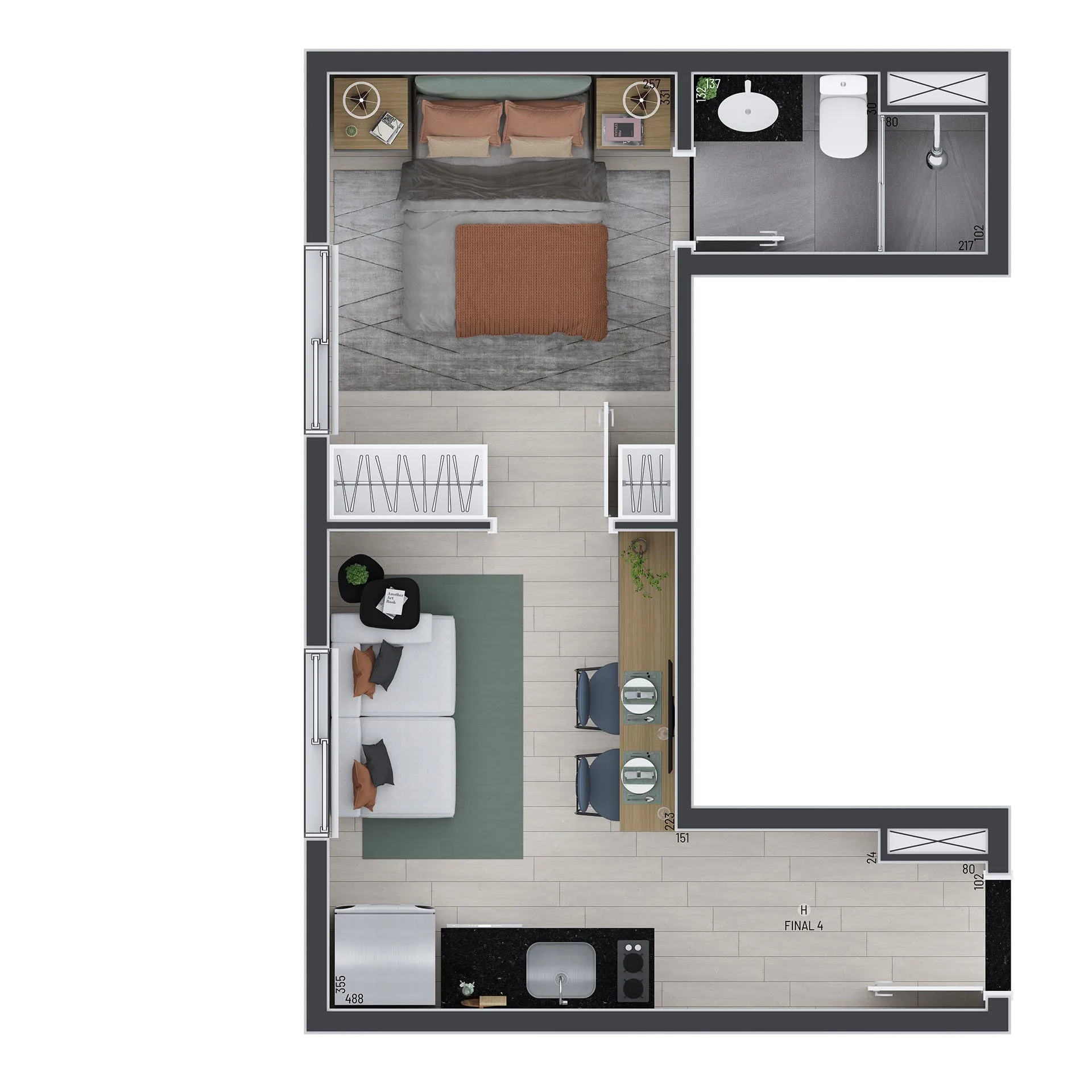 Planta do Trend Vila Madalena em Vila Madalena — 1 dormitório – 28,13 m²