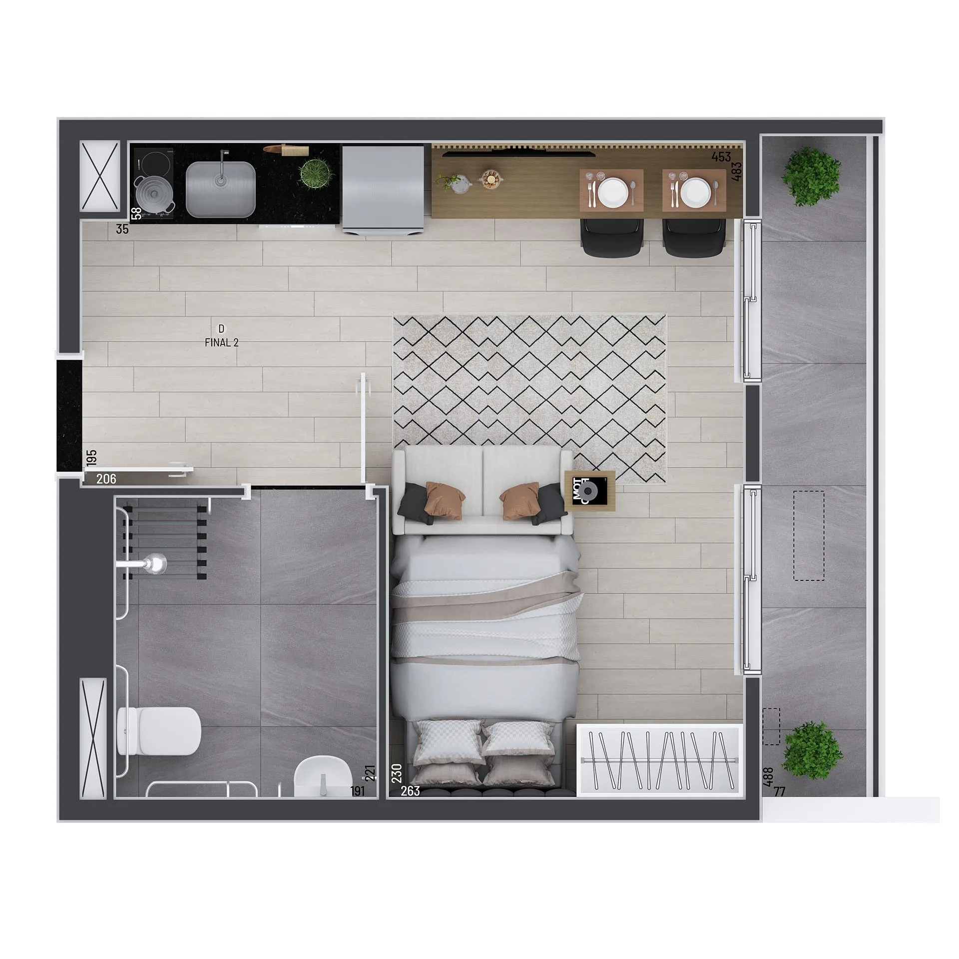 Planta do Trend Vila Madalena em Vila Madalena — 1 dormitório – 31,03 m² Studio