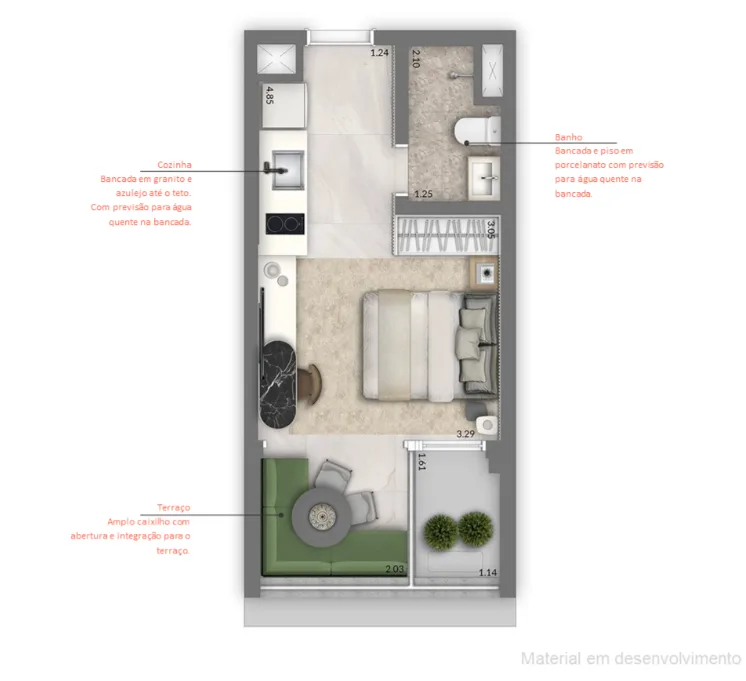 Planta do Trinity Vila Clementino Smart em Vila Clementino — 1 dormitório, 27 m²