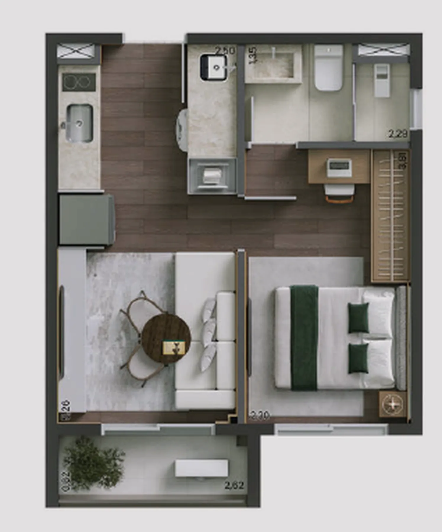 Planta do Trya em Mooca — 1 dormitório – 31 m²