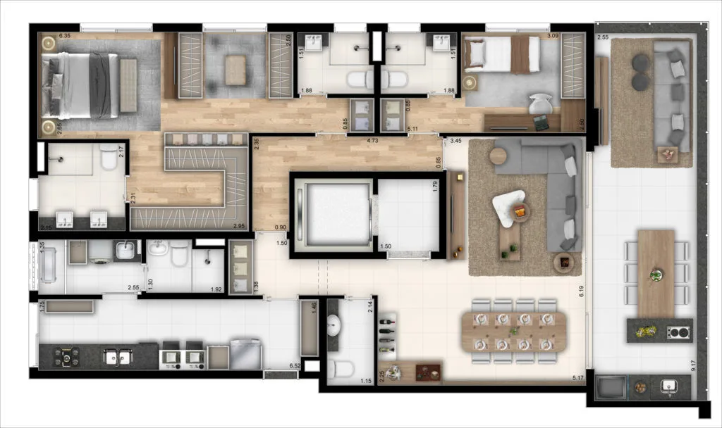 Planta do UNICCO em Vila Romana — 2 dormitórios – 151 m²