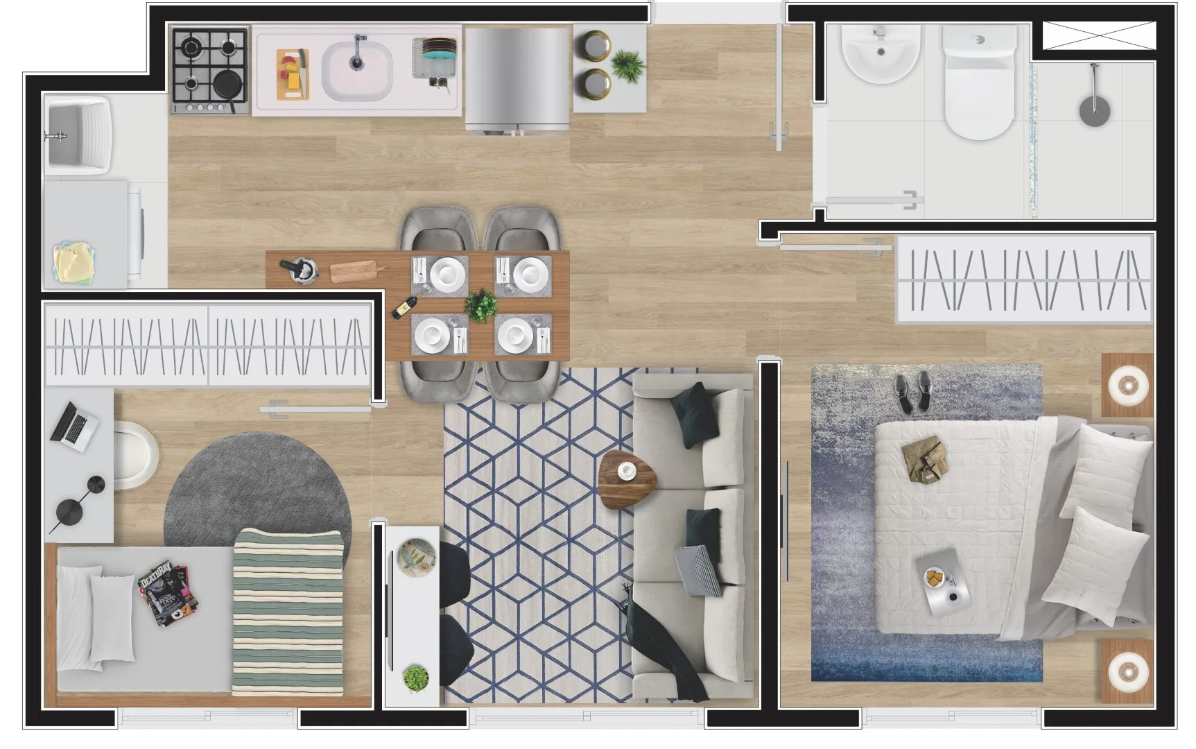 Planta do Unique Butantã em Butantã — 2 dormitórios, 33,80 m²
