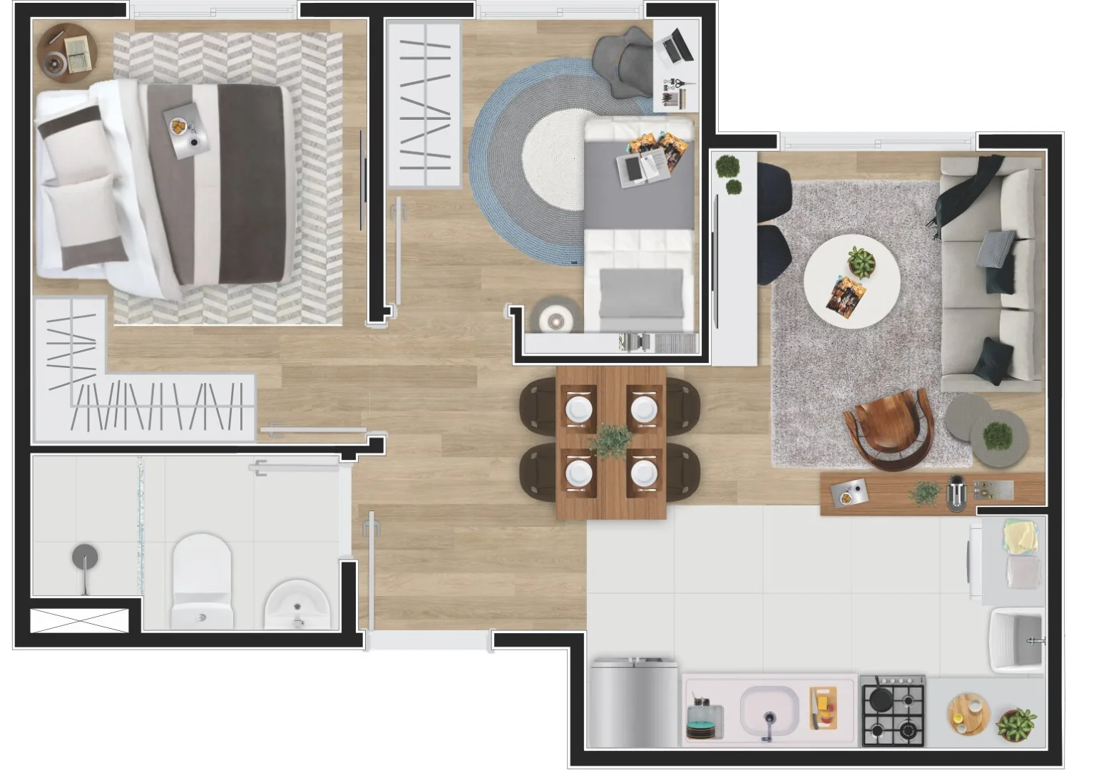 Planta do Unique Butantã em Butantã — 2 dormitórios, 35,90 m²