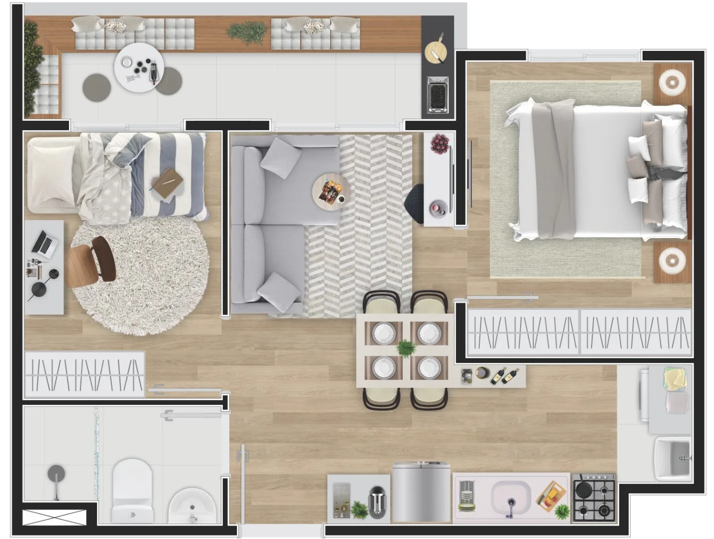 Planta do Unique Butantã em Butantã — 2 dormitórios, 40,22 m²