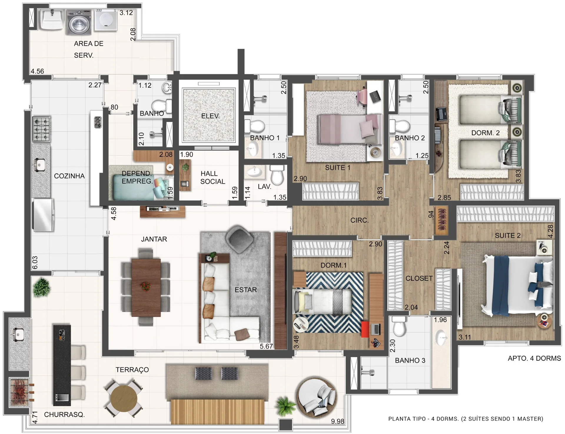 Planta do Unique Santana em Santana — 4 dormitórios, 183,30 m²