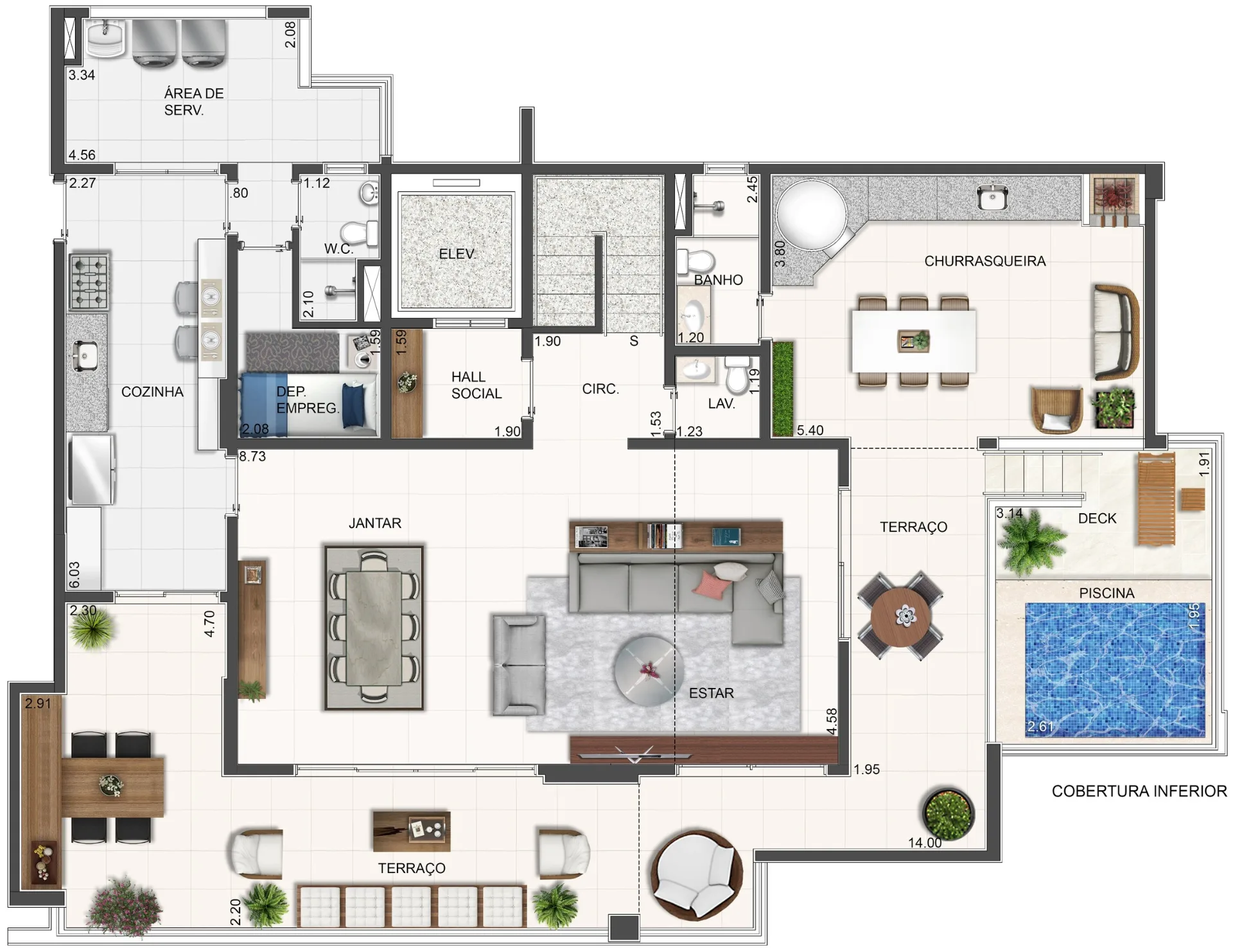 Planta do Unique Santana em Santana — 4 dormitórios, 284,25 m²