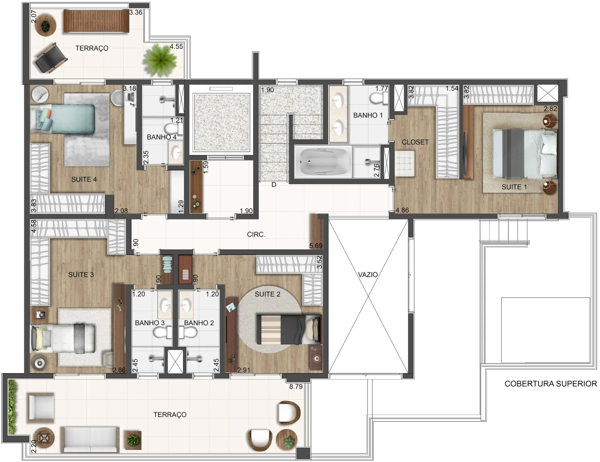 Planta do Unique Santana em Santana — 4 dormitórios, 284,25 m²