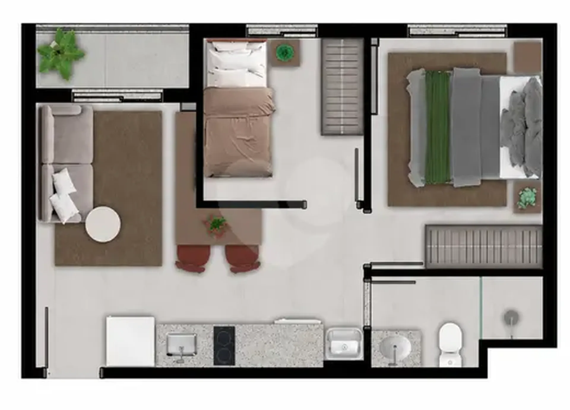 Planta do UP Sports Home em Vila Sônia — 2 dormitórios, 37 m²