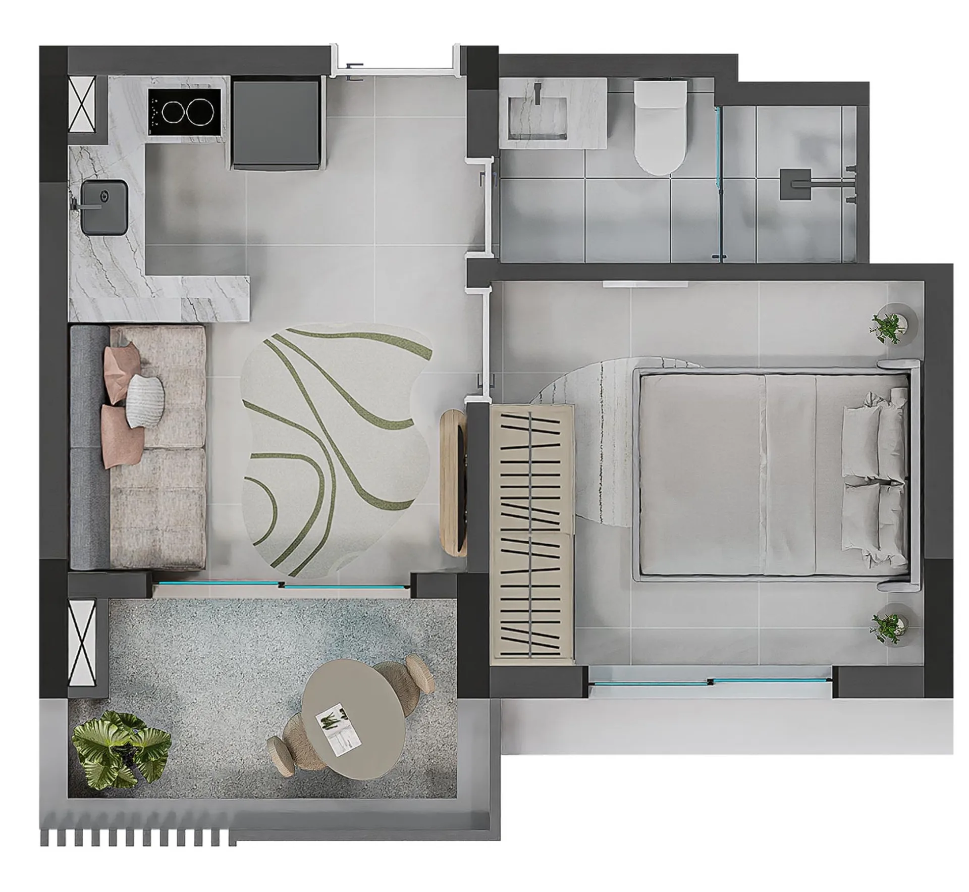 Planta do Verde Città em Consolação — 1 dormitório – 35 m²