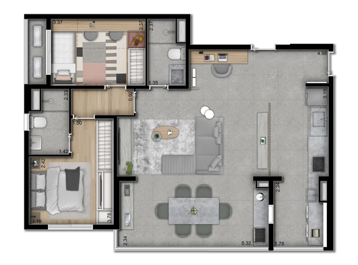Planta do Verdi Butantã em Butantã — 2 dormitórios, 85 m² (opção)