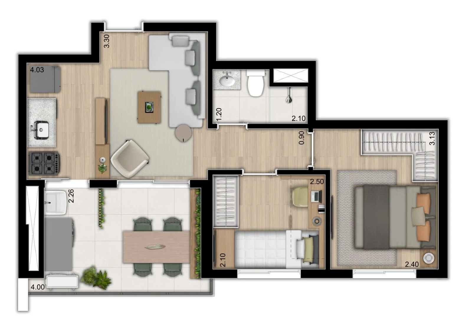 Planta do Versos Ipiranga em Ipiranga — 2 dormitórios, 45 m²