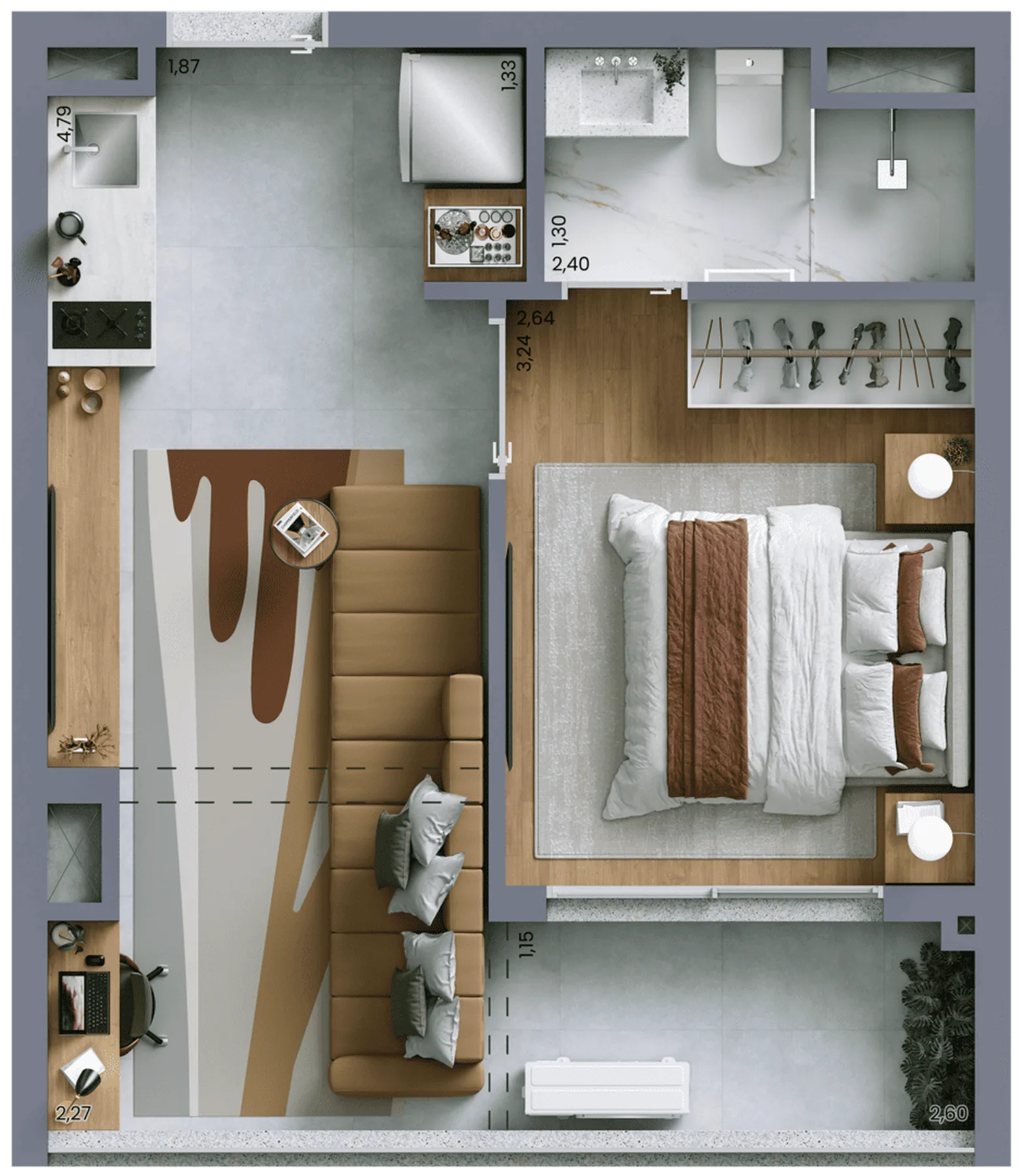 Planta do Vert Vila Nova em Vila Nova Conceição — 1 dormitório, 34 m²