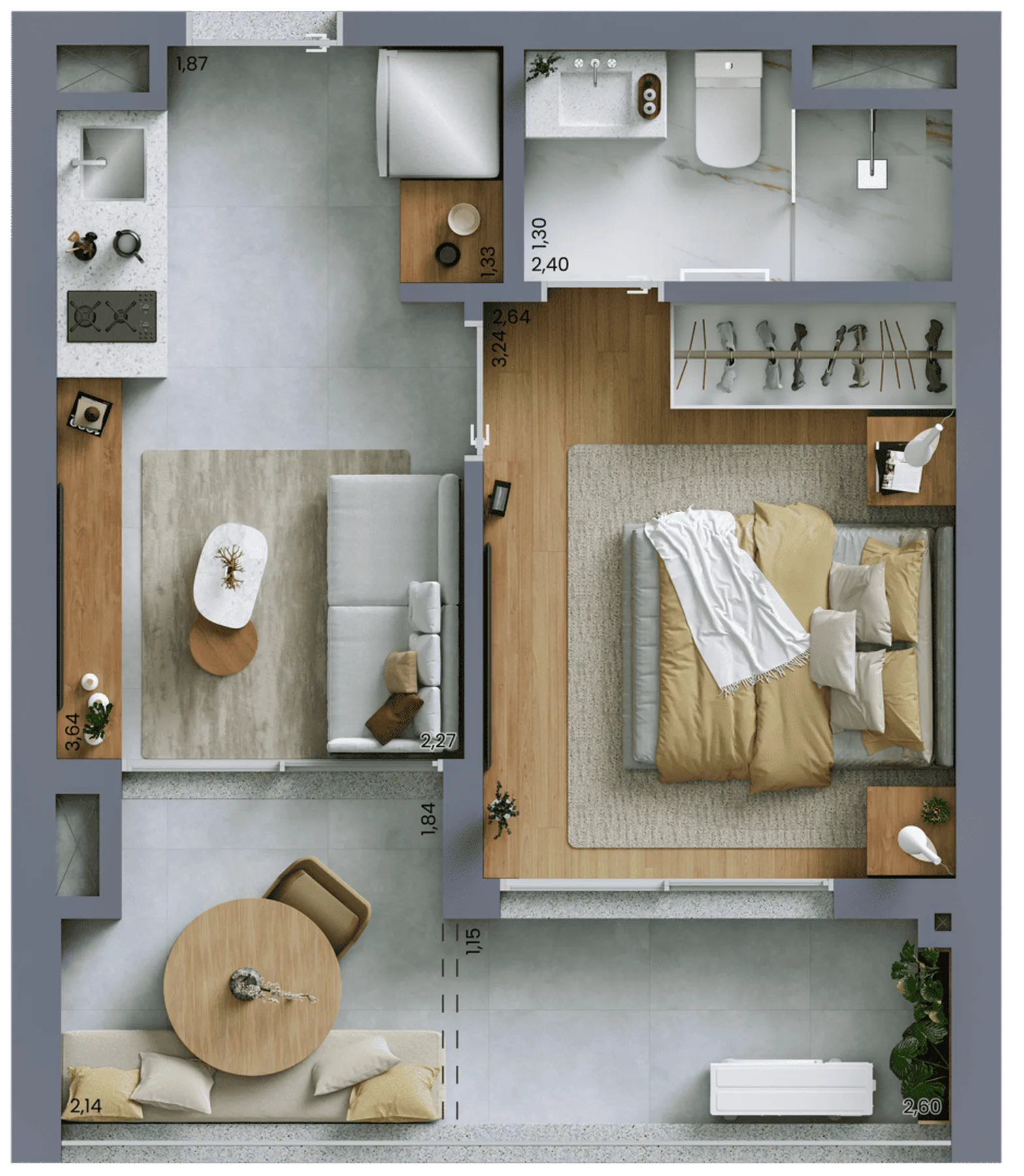 Planta do Vert Vila Nova em Vila Nova Conceição — 1 dormitório, 34 m²