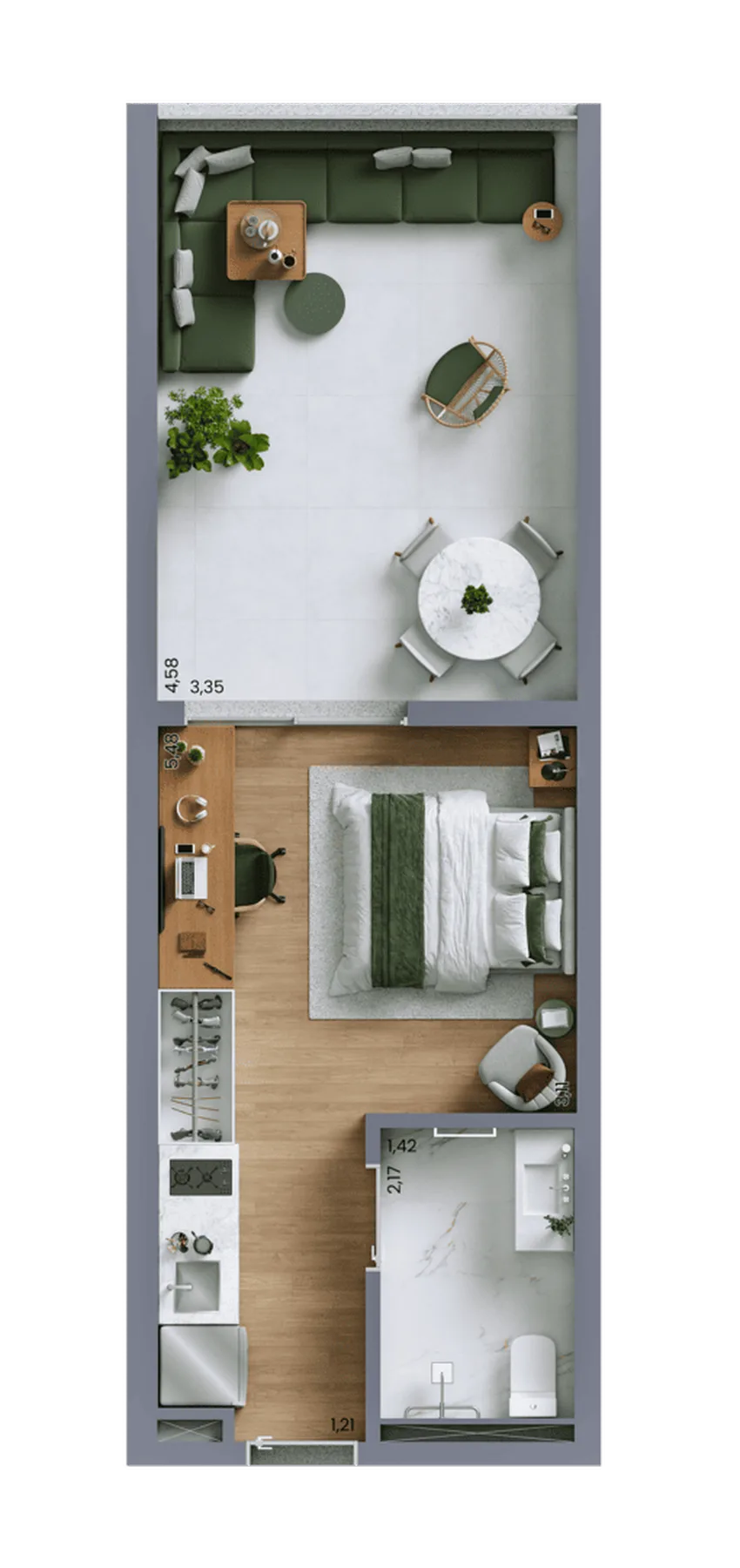 Planta do Vert Vila Nova em Vila Nova Conceição — 1 dormitório, 40 m²