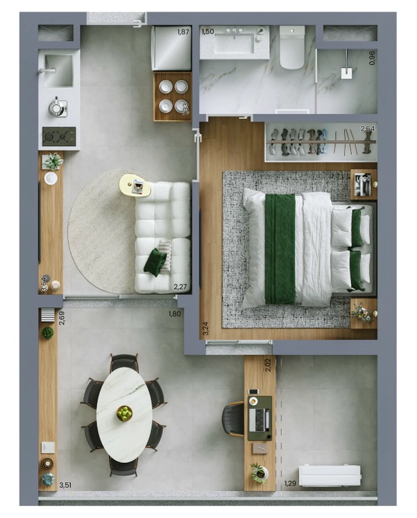 Planta do Vert Vila Nova em Vila Nova Conceição — 1 dormitório – 38 m²