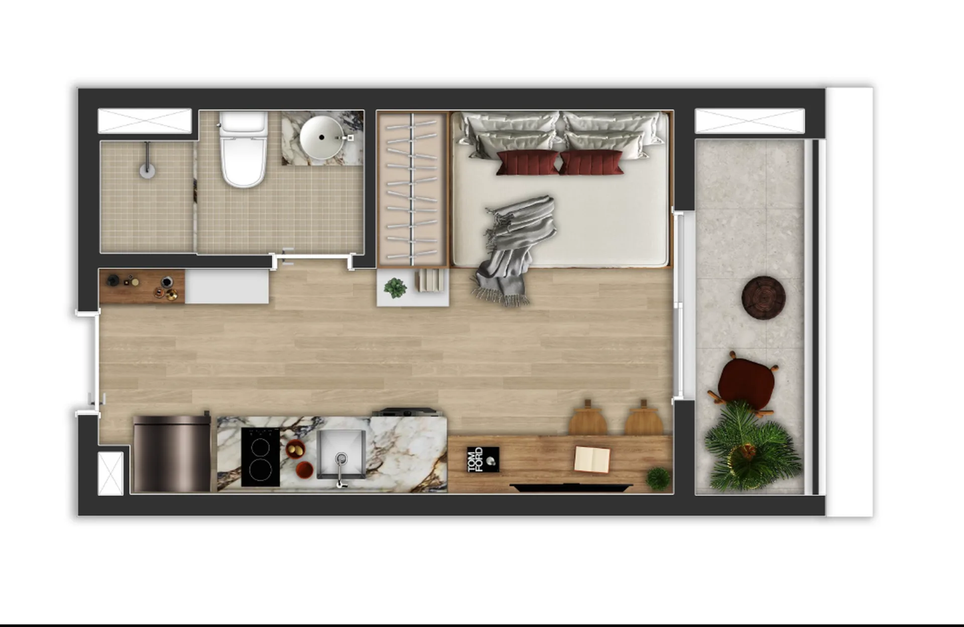 Planta do Very Estação Faria Lima em Pinheiros — 1 dormitório – 23 m² Studio