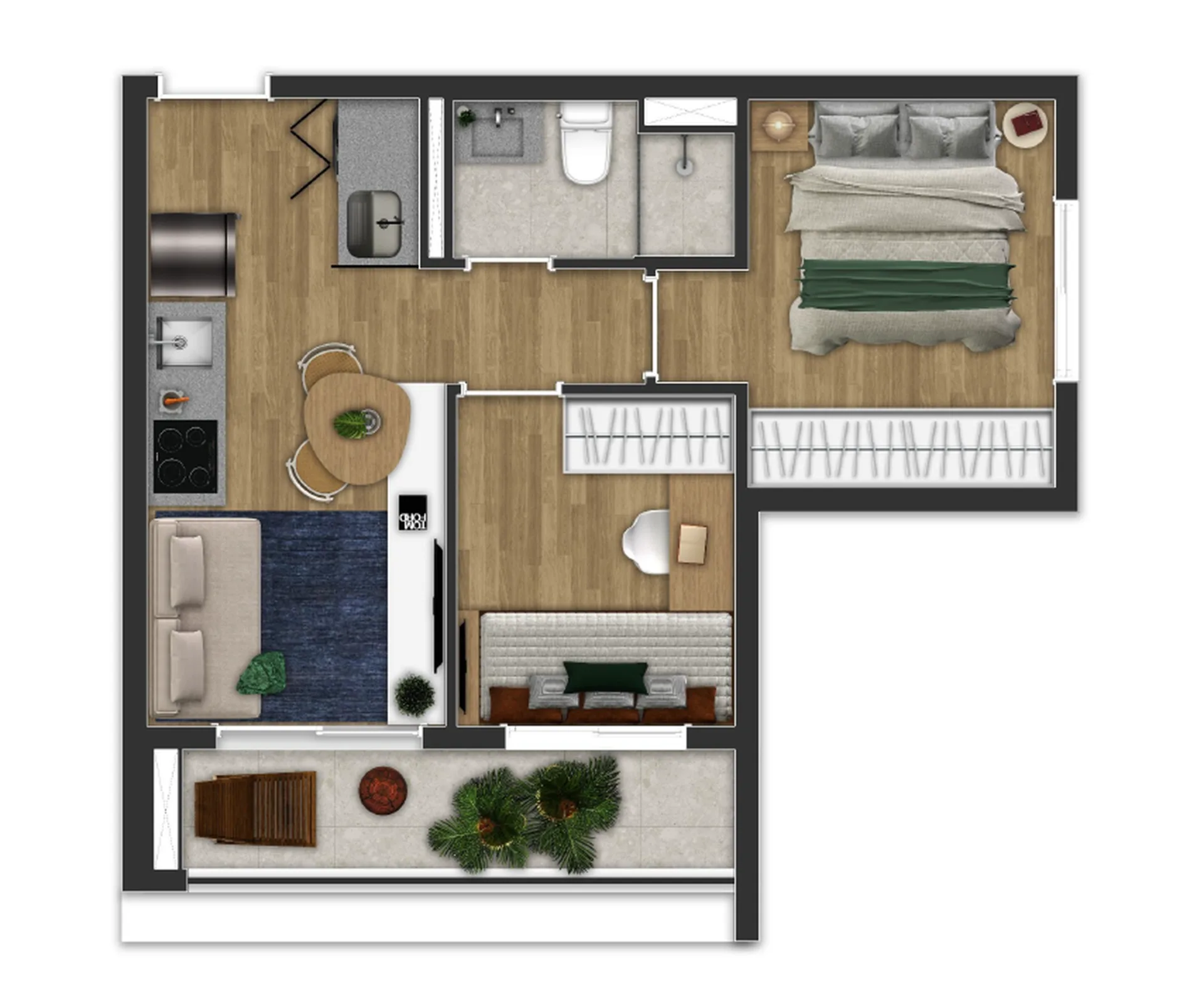 Planta do Very Estação Faria Lima em Pinheiros — 2 dormitórios – 39 m²