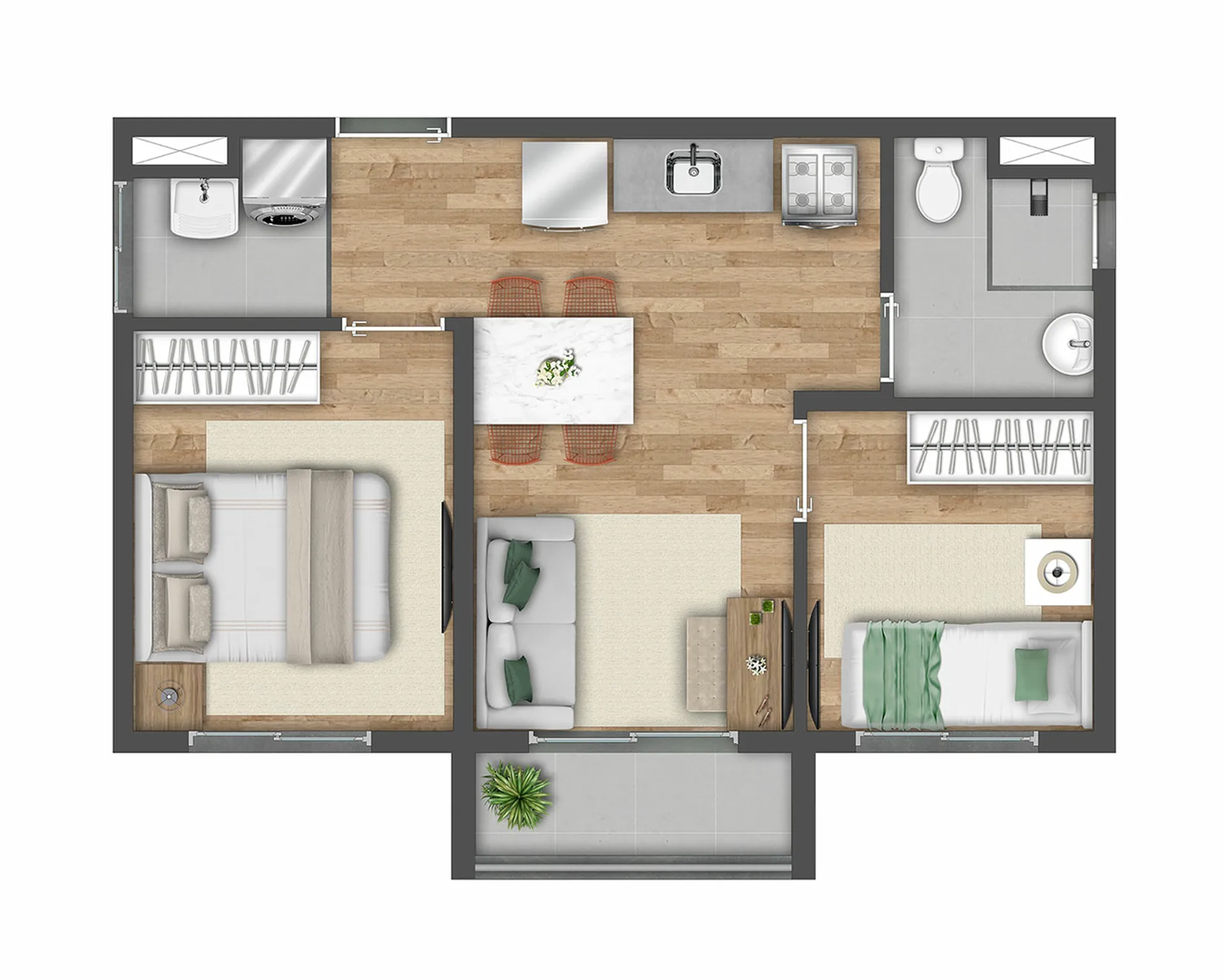 Planta do Vibra Conselheiro Carrão em Vila Carrão — 2 dormitórios, 37 m²