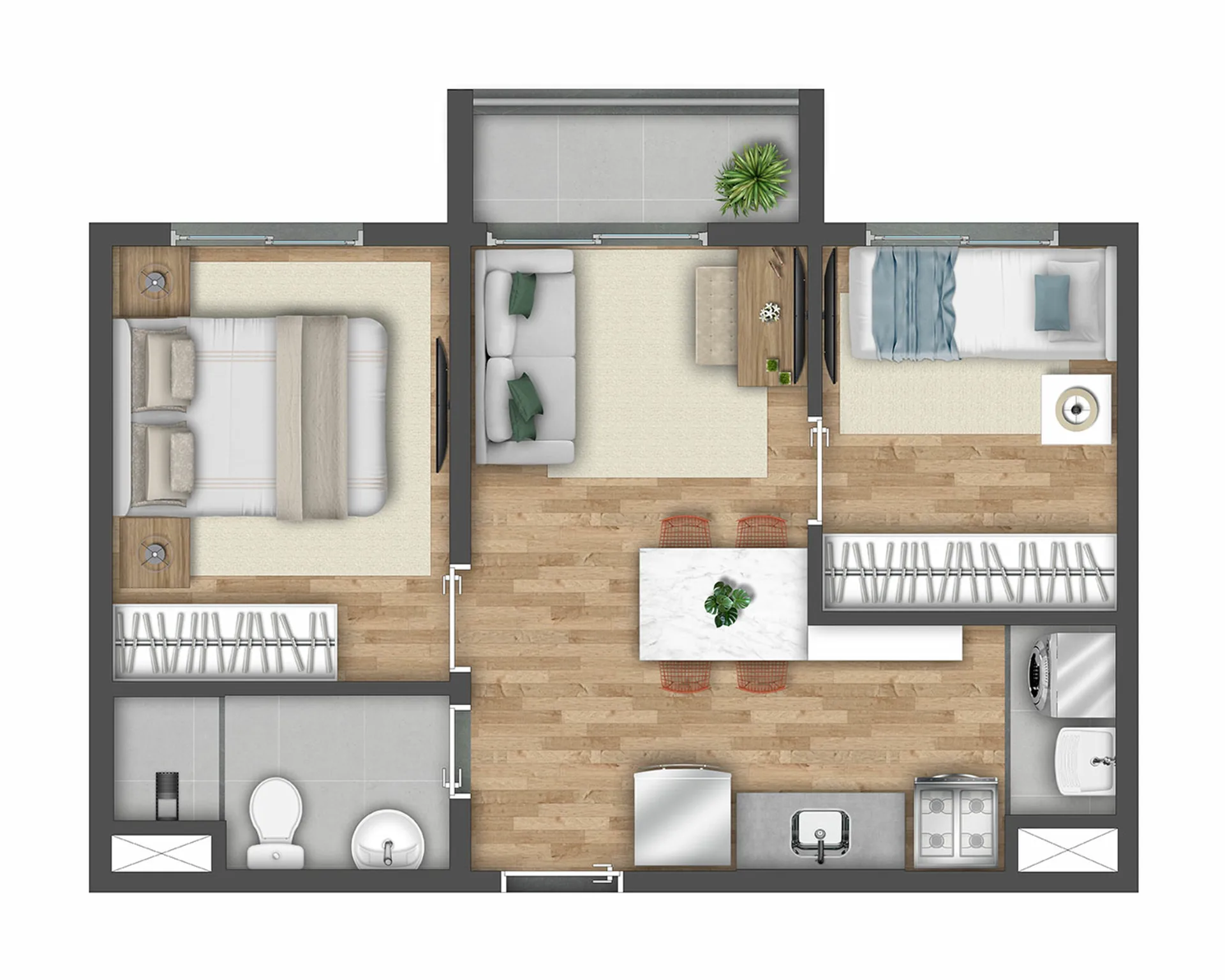 Planta do Vibra Conselheiro Carrão em Vila Carrão — 2 dormitórios, 37 m²