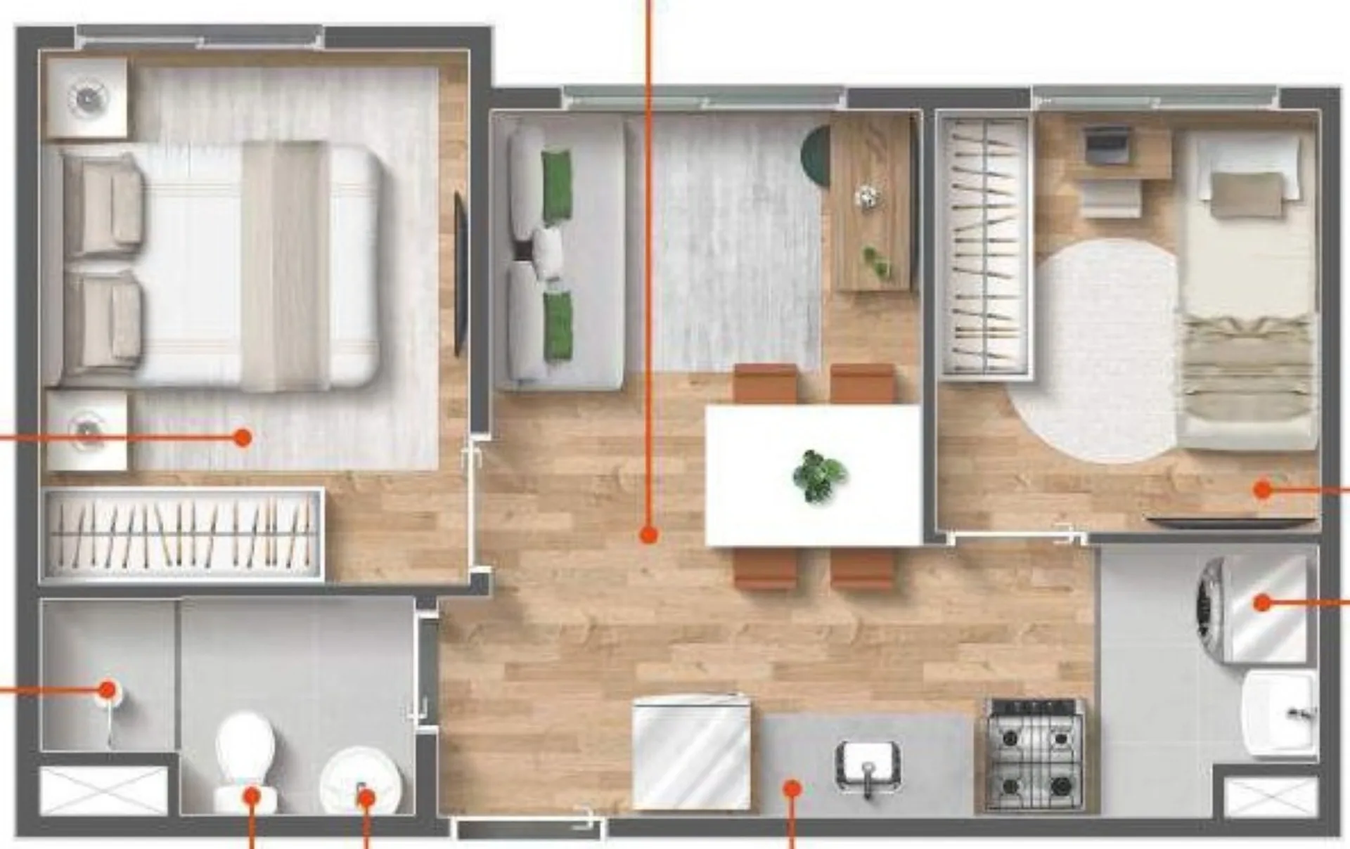 Planta do Vibra Jardim Bonfiglioli em Butantã — 2 dormitórios, 32 m²