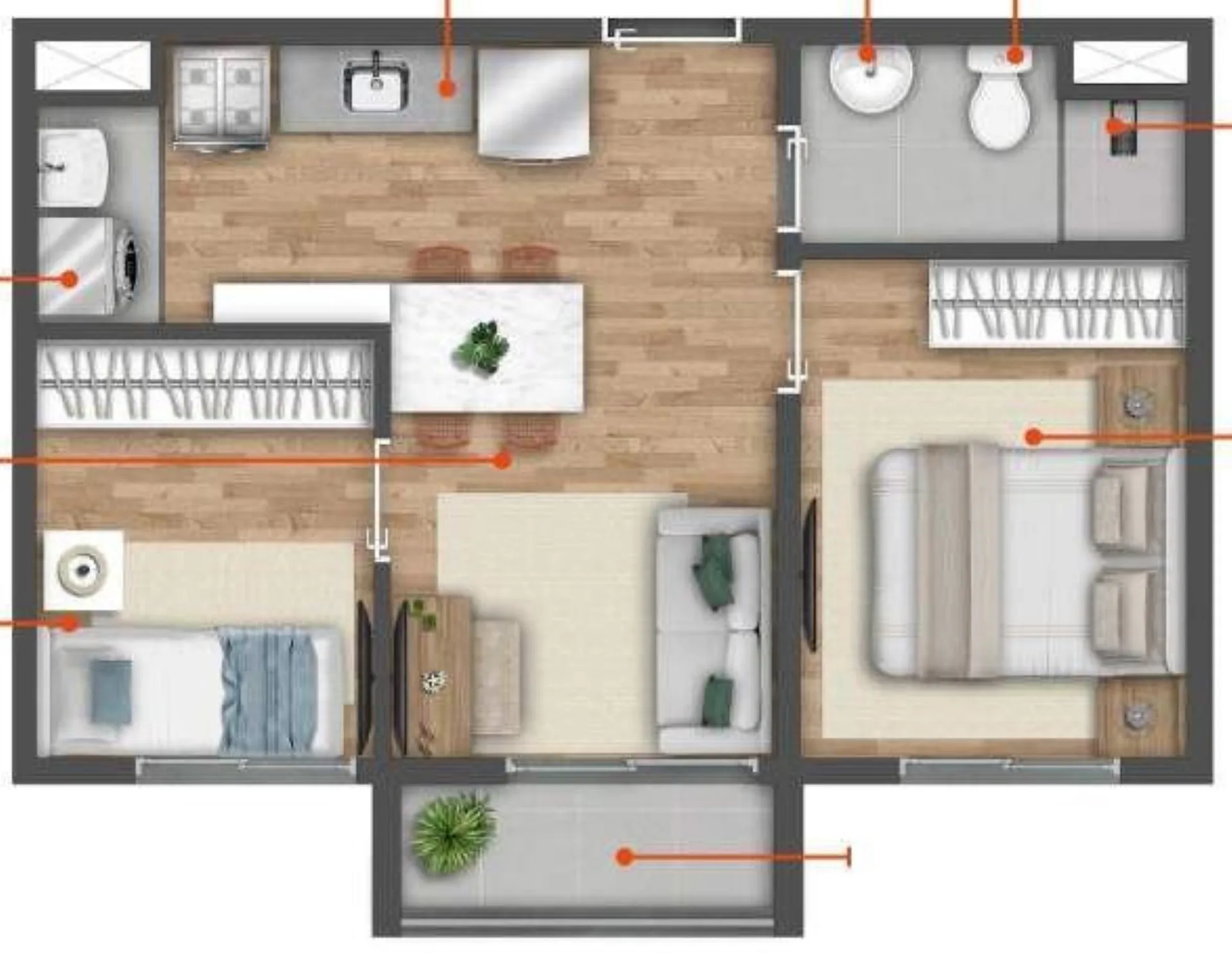 Planta do Vibra Jardim Bonfiglioli em Butantã — 2 dormitórios, 37 m²