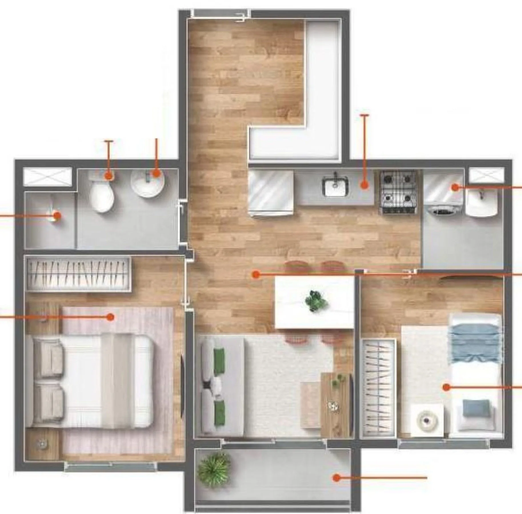 Planta do Vibra Jardim Bonfiglioli em Butantã — 2 dormitórios, 41 m²