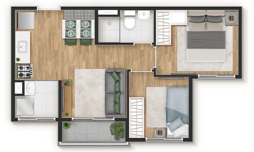 Planta do Vibra Jardim Marajoara em Jardim Marajoara — 2 dormitórios, 37 m²
