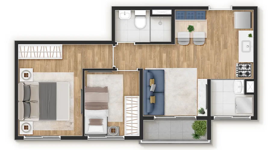 Planta do Vibra Jardim Marajoara em Jardim Marajoara — 2 dormitórios, 40 m²