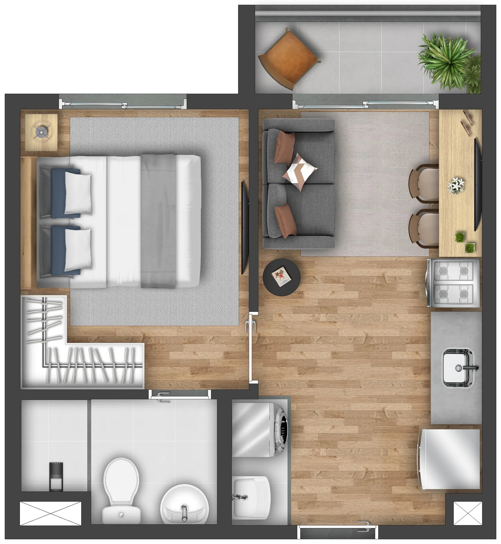 Planta do Vibra Paes de Barros em Mooca — 1 dormitório – 26,45 m²