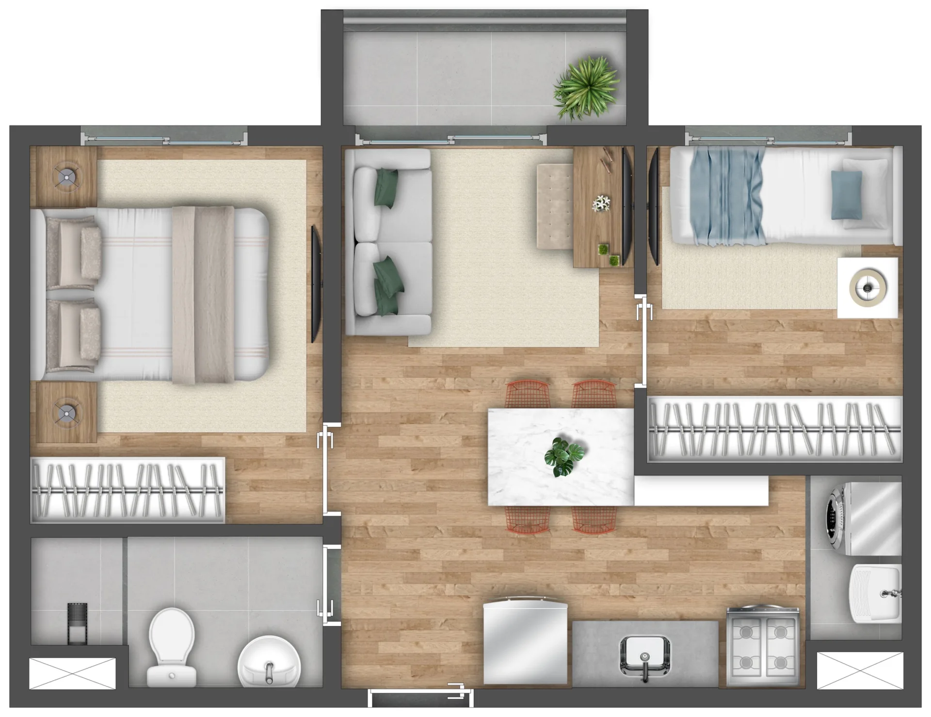 Planta do Vibra Paes de Barros em Mooca — 2 dormitórios – 37 m²