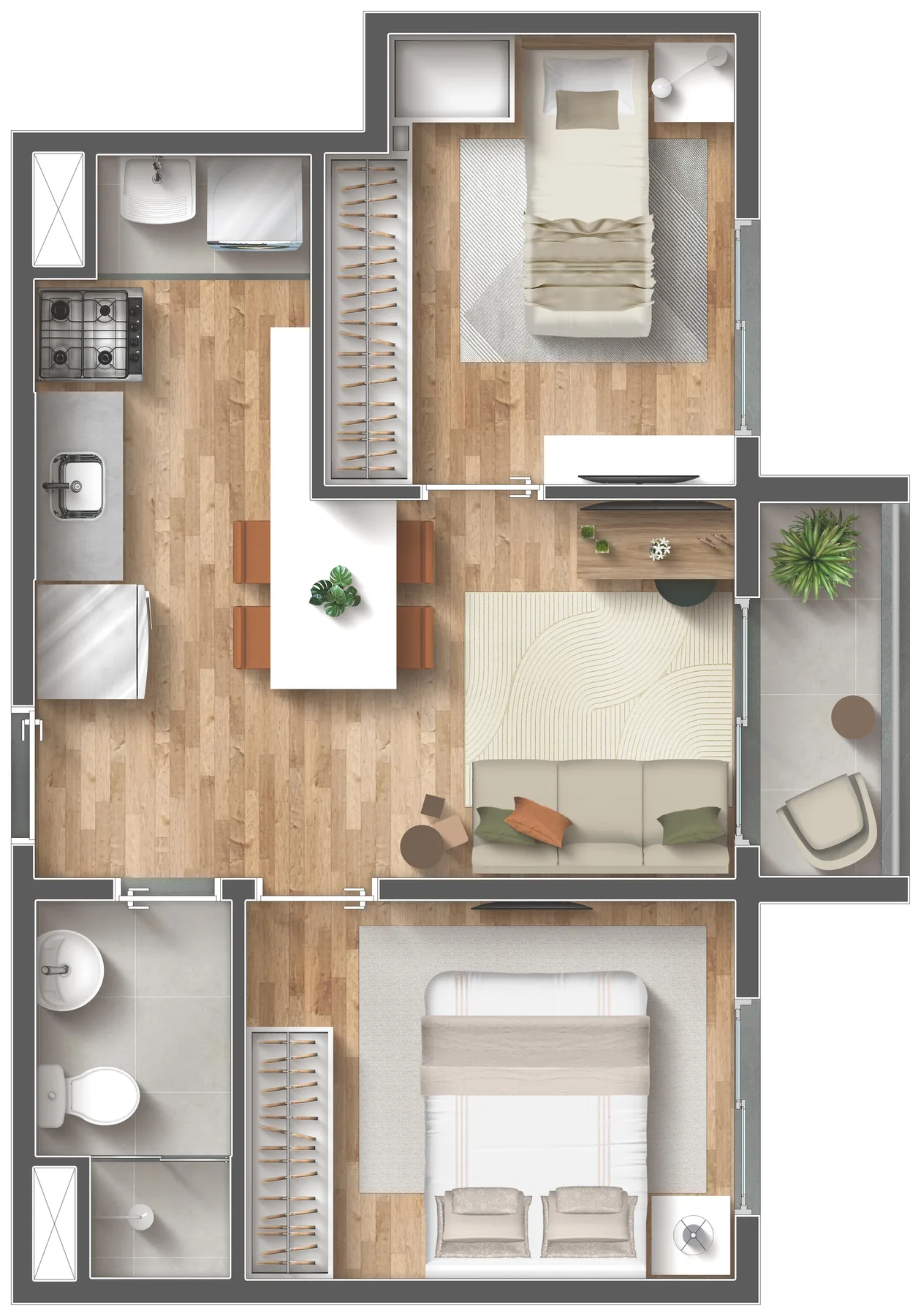 Planta do Vibra Paes de Barros em Mooca — 2 dormitórios – 39 m²