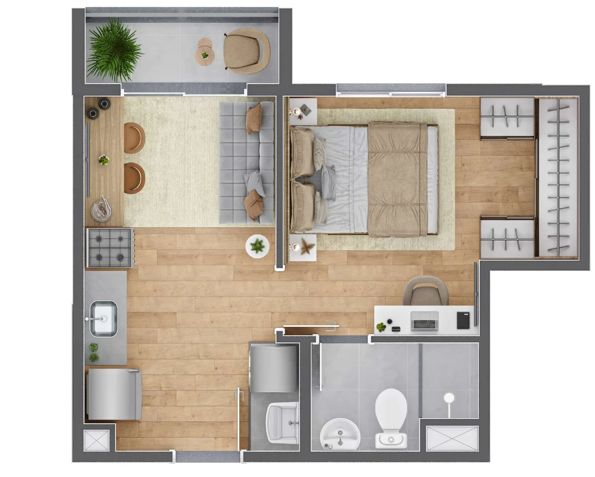 Planta do Vibra Parque Vila Prudente em Vila Prudente — 1 dormitório – 29 m²