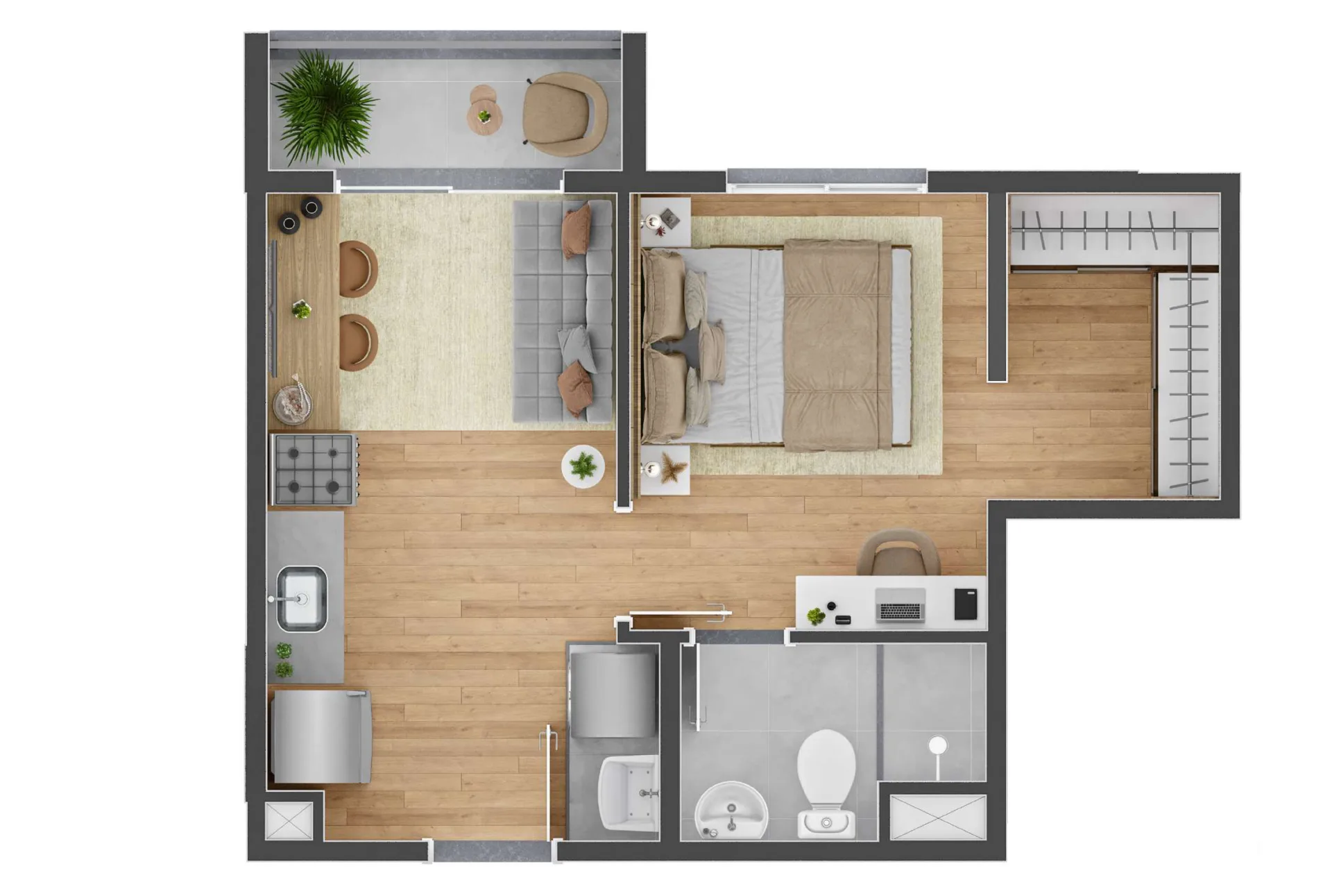 Planta do Vibra Parque Vila Prudente em Vila Prudente — 1 dormitório – 30 m²