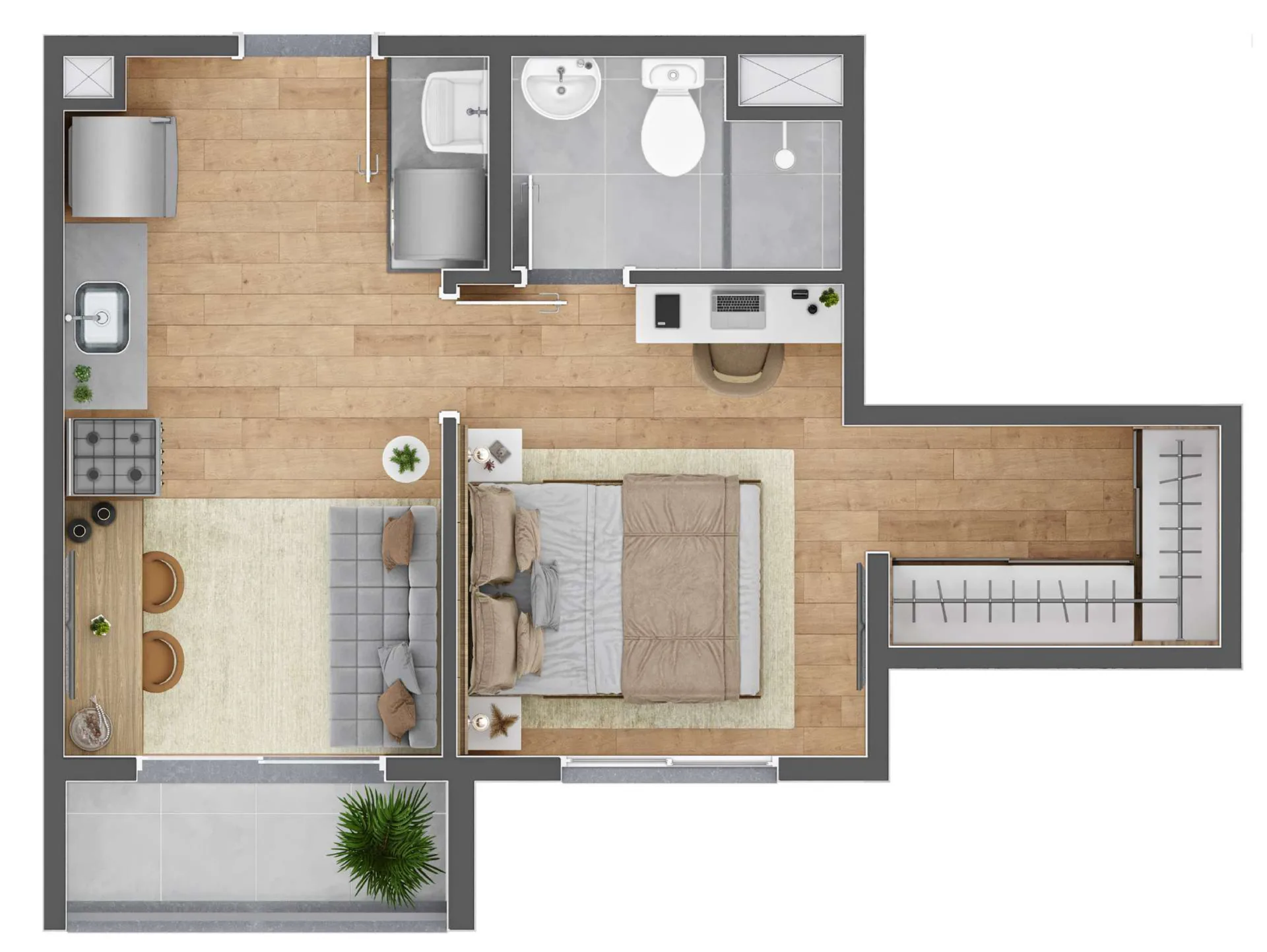 Planta do Vibra Parque Vila Prudente em Vila Prudente — 1 dormitório – 31 m²